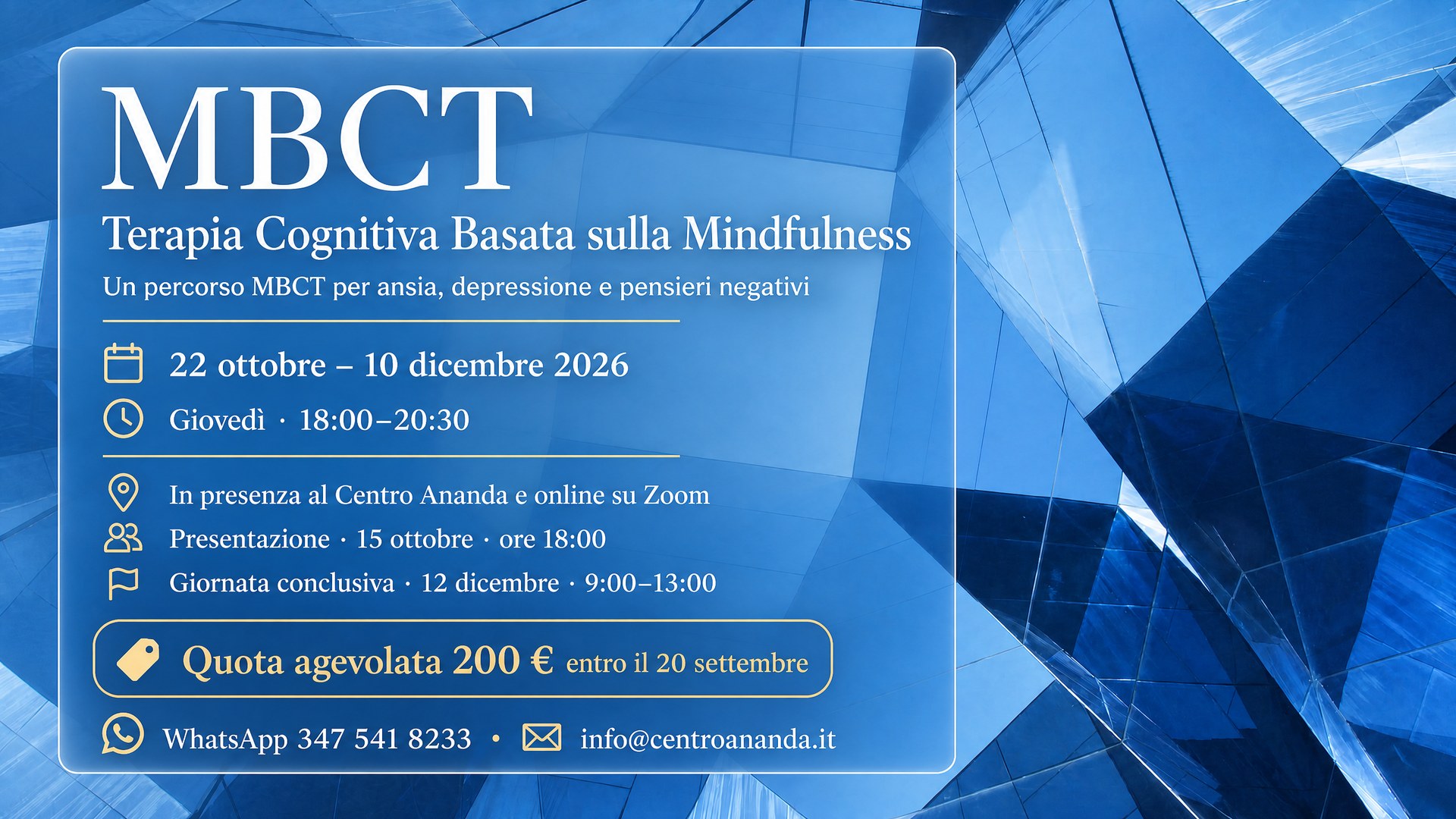 Protocollo MBCT 2026 in presenza e online